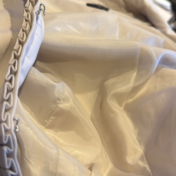 kenzie putty tiny box pleat edging hidden hook front long lined jacket. Size 8 - Picture 7 of 7